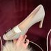 Buckle Single Shoes For Women 2025 Spring French Retro Shallow Mouth Square Toe Stiletto Elephant Gray Professional_vogvips.com