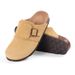 Kidmi 2025 New Home Sandals Women Suede Clogs Soft Leather Mules Cork Antislip Beach Slippers_vogvips.com