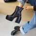New Large 43 Autumn/Winter Style Black Thick Soled High Heels Over Knee Elastic Boots Motorcycle_vogvips.com