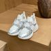 2026 Spring/Summer New Mesh Square Buckle Rhinestone White Sneakers For Women, Thick-Soled Height-Increasing Casual_vogvips.com