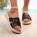Women's Shoes Three Layer Bottom Slippers Summer Flat Bottomed Color Matching Flip Flops, Open Toed Middle Aged Women's Shoes Sandals For Outdoor Wear_vogvips.com