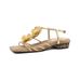 Cameido Ladies' Simple And Everyday Golden Pu Square Toe Flat Sandals_vogvips.com