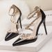 Damen Pumps Sexy Nachtclub Stiletto High Heels Für Frauen Mit Flacher Öffnung, Spitznieten, Hohlriemen, Damenschuhe_vogvips.com