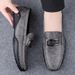 Men's Doudou Shoes Driving Shoes Low-top Pure Leather Surface Metal Trim Foot Cover Large Size Casual Shoes Small Leather Shoes_vogvips.com
