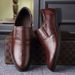 Crocodile-pattern Shoes For Young Men, Business Casual Slip-on Versatile Men's Formal Leather Shoes, Breathable, British_vogvips.com