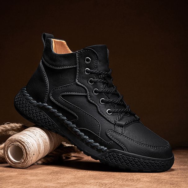 British High-Top Shoes For Men, Winter Fleece-Lined Warm CottNew Shoes, Outdoor Sports Business Casual Leather Soft Sole_vogvips.com
