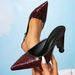 Wine Red High Heeled Simple Style Pointed Toe Special Shaped Heel Sandals Mules Women S Evening Shoes_vogvips.com
