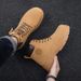 European Warm Series Yellow Autumn Winter New Plush Lined Martin Boots Men's Suede Versatile Casual Trendy High-top Shoes_vogvips.com
