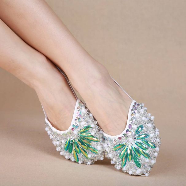 Dance Shoes Dancer Green Diamond Half Shoes Belly Dance Comfortable Practice Shoes Training Foot Cover Insole Cover Hot Sale Stage Focus_vogvips.com