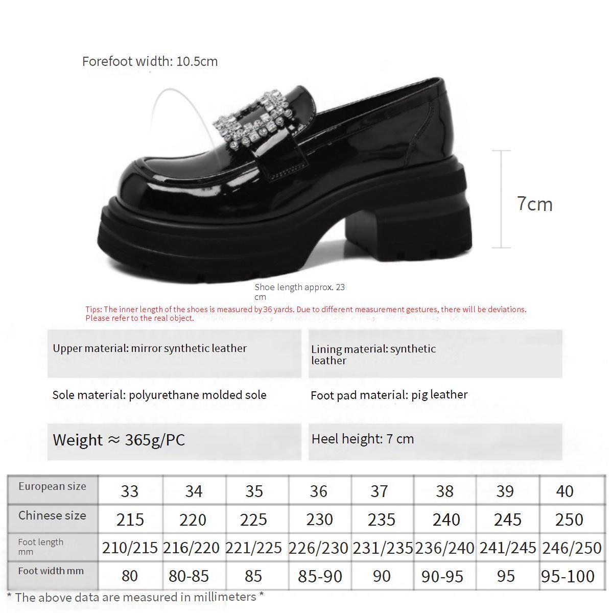 Cameido Women's Black Patent Synthetic Leather Loafers With Round Toe & 7CM PU Sole_vogvips.com