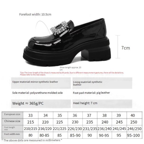 Cameido Women's Black Patent Synthetic Leather Loafers With Round Toe & 7CM PU Sole_vogvips.com