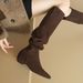 Cameido Women's Western Style High Heel Ankle Boots Velvet Wrinkle Stacked Boots Non Fleece Lined Autumn Winter_vogvips.com
