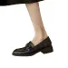 Women's Vintage Brown Leather Loafers Camellia Buckle Slip On Shoes Chunky Heel Casual Oxfords For Office Daily Wear_vogvips.com