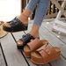 Plus Size Studded Platform Sandals Open Toe Thick Sole Belt Buckle Slip On Beach Summer Style Shoes For Women_vogvips.com