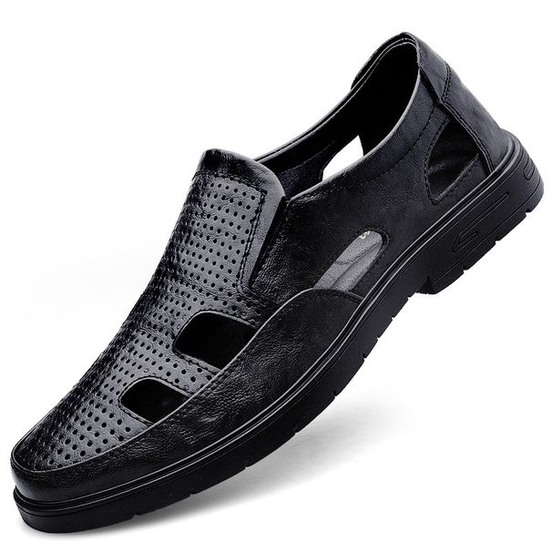 Men's Casual Leather Shoes, Hole Leather Shoes, Middle-aged Driving Shoes, Men's Shoes_vogvips.com