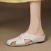 2025 Summer Outdoor Casual Mules Soft Leather Hollow Out Closed Comfortable Round Toe Wedge Women's Slippers_vogvips.com