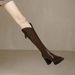 Over-the-Knee V-Cut Slimming For Women 2024 Autumn Winter New British Style High Heel Long With Fleece Lining Riding_vogvips.com