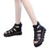 Leather Roman For Women Summer 2024 New Style Platform Thick-Soled Peep-Toe Hollow-Out Height-Increaing Slimming_vogvips.com