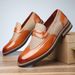 Men's Simple Stitched Carved Versatile British Style Fashion Trend Slip-On Business Casual Leather Shoes_vogvips.com