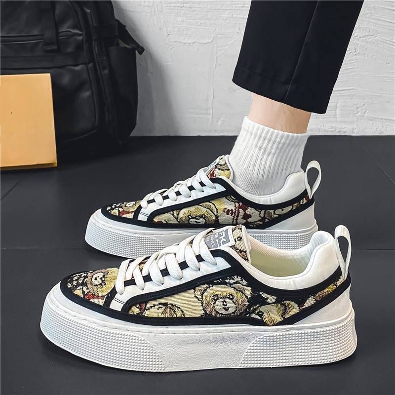 2024 Summer Men's Hot selling Breathable Printed Canvas Shoes Men's Trendy Versatile Shoes Men's Sports and Leisure Board Shoes_vogvips.com