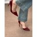 French Retro Elegant Red Pointed Toe Pumps Sexy Side Cutout Patent Leather High Heels_vogvips.com