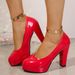 2025 Autumn New Round-Toe Shallow-Heel Chunky-Heel Elegant Shiny Leather High-Heel Pumps, Direct Sale From Manufacturer,_vogvips.com