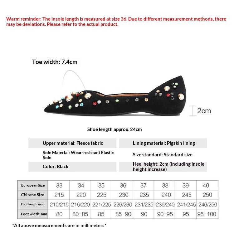 Cameido Retro Suede Pointy Toe Women's Flats With Rhinestones Slip On Soft Sole Casual Fashion Shoes_vogvips.com