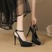1233-1 Pointed Toe Stiletto Waterproof Platform Super High Heels Satin Single Shoes Comfortable_vogvips.com