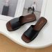 Korean Style Elegant Women's For Outdoor Wear 2025 Summer New Square Open Toe Simple Flat Casual Slide Sandals_vogvips.com