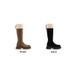 Grape Mom Same Style Height Increase 6cm~ Warm Fleece Lined Long Thick Heel Suede Riding Women Snow Boots_vogvips.com