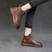 ShoeVault Foreign Trade Cross-Border New Autumn Winter Fashion Versatile Short Boots Handmade Retro Sole Soft Surface Cotton Round_vogvips.com