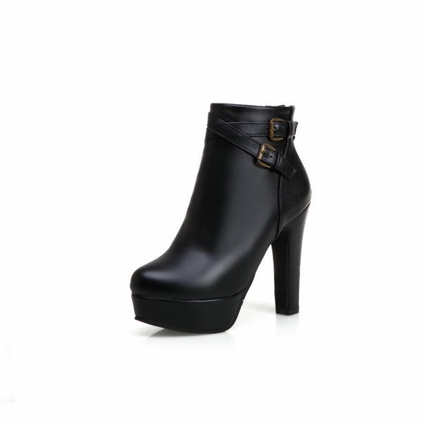 Autumn/Winter New Style Short Boots With High Heels, Waterproof Platform, Leather Buckle, European Style, Simple And Fashionable, Martin Boots_vogvips.com