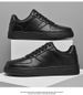 Men's Small Leather Shoes Shoes Casual Round Head Board Shoes Business Style Light Luxury Black Shoes_vogvips.com