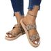 Vintage Large Size Woven Sandals Women Round Head Casual Slip-on Sandals_vogvips.com