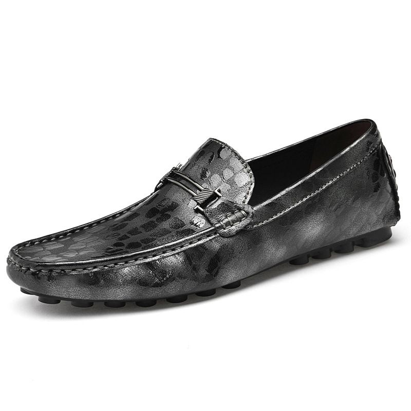Men's Polka Dot Embossed Heightening Beanie Shoes Casual Overshoes Driving Leather_vogvips.com