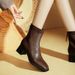 Women's Winter Boots Medium Boots 2025 New High Heel Short Boots Women's Brown Martin Boots Square Head Skinny Boots Thick Heel_vogvips.com