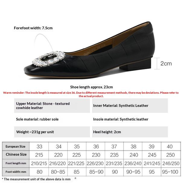 Cameido Leather Soft - Sole And Upper Women's Dressy Rhinestone - Buckle Low - Heel Commuting Shoes Spring_vogvips.com