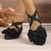 New Summer Black Bowknot Ballet Flats For Cross-Border Sales, Pointed Toe Cross Elastic Strap Soft Sole Casual Shoes_vogvips.com