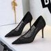 1963-7 European And American Style Sexy Party High-end Stiletto Ultra-high Heel Women's Lace Mesh Pointed Toe Shallow_vogvips.com