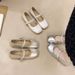 Beautiful Flat Silver Single Shoes Women's Skirt Mary Jane Small Leather Shoes Ballet Evening Shoes_vogvips.com