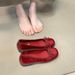 Lancui Bowknot Red Single French Style Women's 2025 Spring New Loafers Hidden Wedge Grandma Shoes_vogvips.com