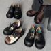 Top Version ~ Internet Celebrity Cow Pattern Leather Shoes Horse Hair Derby Shoes For Men And Women With Mandarin Duck Lace Thick Heel Casual Shoes_vogvips.com