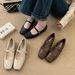 Spring And Autumn New Women S Mary Jane Flat Square Toe Granny French Style Elegant Single Strap Shoes For_vogvips.com