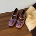 Leather Unique French Style Hollow Cross-Strap Mary Jane Spring New Square-Toed Mid-Heel Women's Shoes_vogvips.com