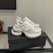 European Station Genuine Leather Dad Shoes Women's Spring/Summer Edition Mesh Breathable White Shoes Thick Bottom Casual Sports Shoes Trendy_vogvips.com
