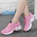Women's Breathable Mesh Air Cushioned Sports Shoes, Lightweight Flat Training Shoes With Straps, Shock-absorbing And Anti Slip Sports Walking Shoes_vogvips.com