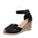 Women's Shoes Spring And Summer New Large Size Braided Rope Wedge Sandals_vogvips.com