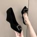 NEW Best-selling Women's Plus-size Black Platform Wedge Heels With Rhinestone Buckle Decoration, Fashionable, Versatile And Simple Design_vogvips.com