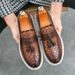 Suitable For All Seasons Minimalist White Trendy Men's Slip-On Fish Scale Embossed Casual Leather Loafers_vogvips.com