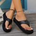 New And Plus Size Women's Platform Thick-Soled Flip-Flops Solid Color Outdoor Beach_vogvips.com